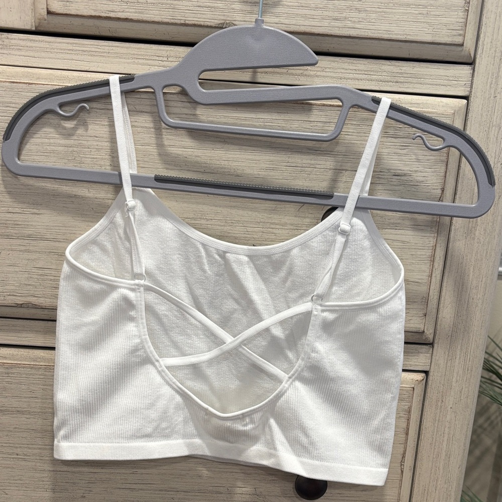 White Ribbed Crop Top - Picture 4 of 5